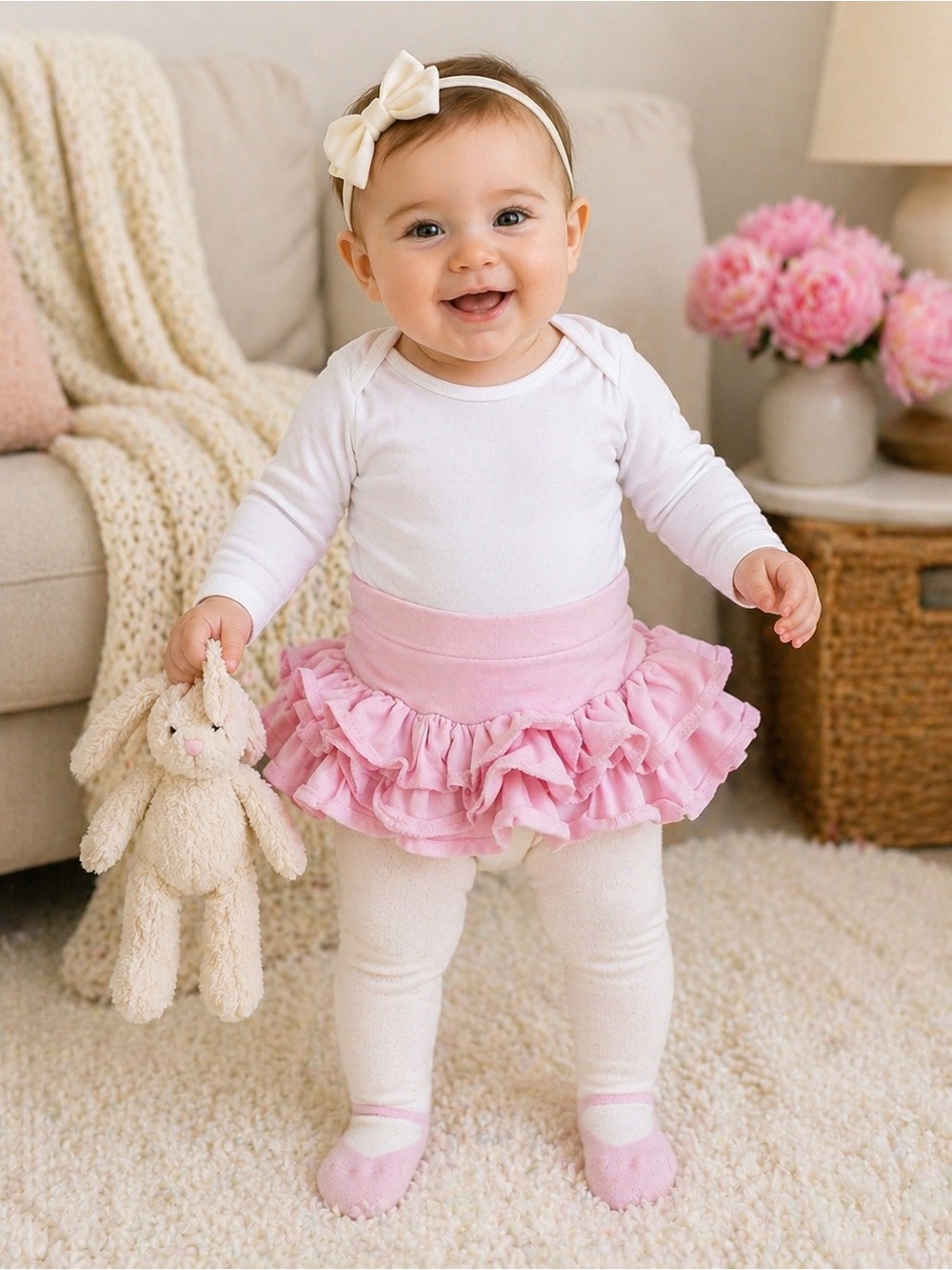 Juicy Couture Baby Pink Ruffle Skirt Leggings 6-9 Mos Tutu Pants Footed Outfit
